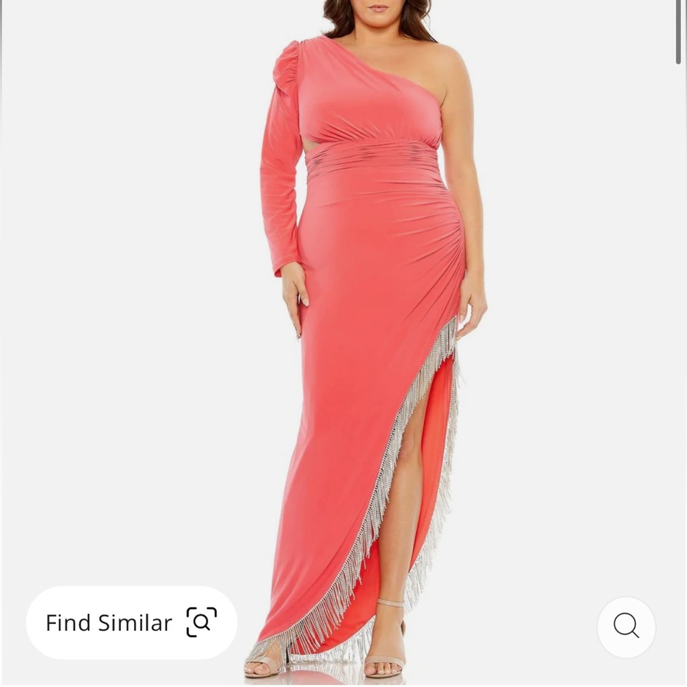 Elegant Coral One-Shoulder Dress